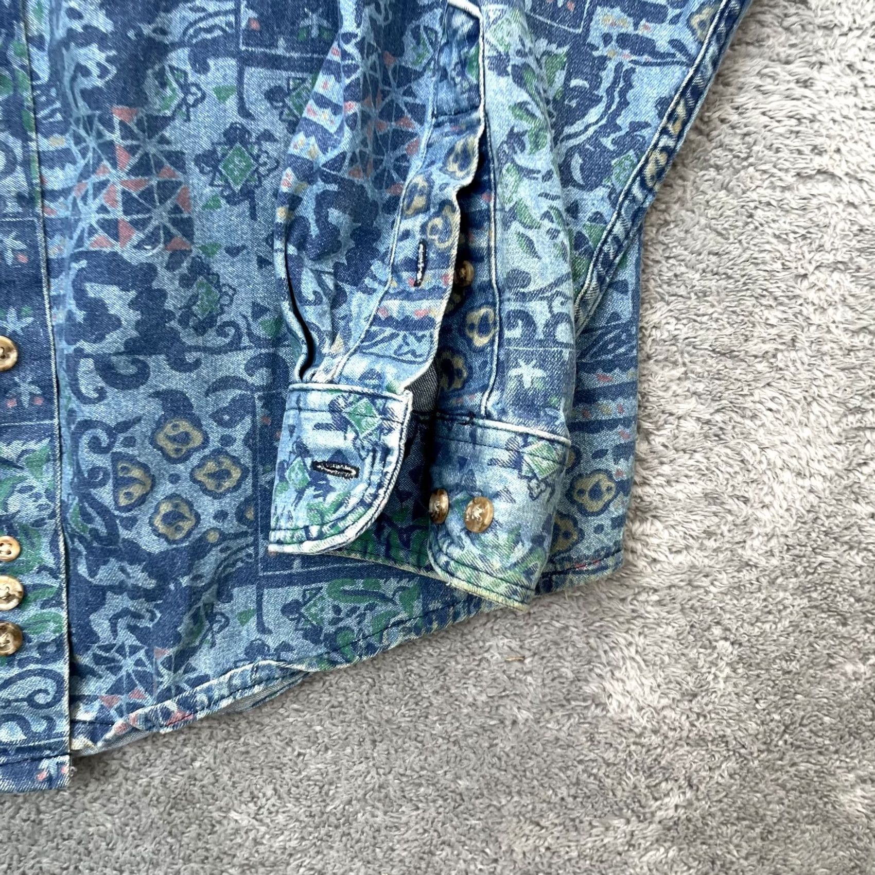 Eddie Bauer VINTAGE Eddie Bauer Shirt Mens Medium Blue Patchwork Paisley Abstract Button Up Size US M / EU 48-50 / 2 - 2 Thumbnail