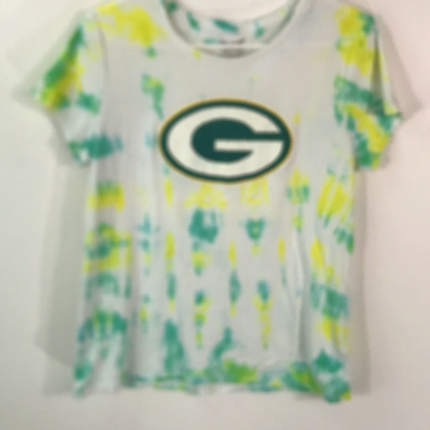 Faded Glory Faded Glory Womens T Shirt White Green Bay Short Sleeves Tie Dye XL 16-18 Size XL / US 12-14 / IT 48-50 - 2 Thumbnail