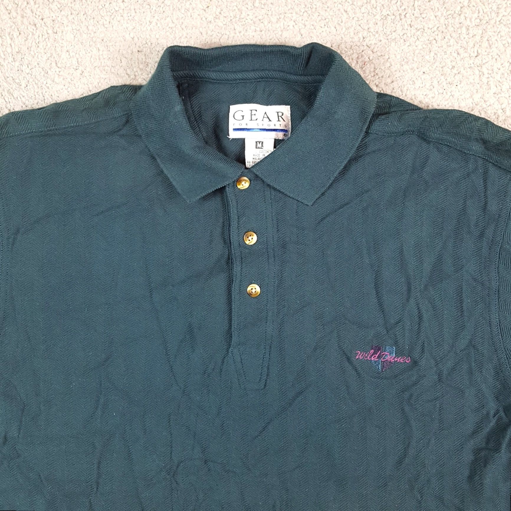 Vintage VINTAGE GEAR FOR SPORTS Polo Shirt Golf Course Preppy PGA Button Collar Men's M Green 90s Beach Classic Grunge Punk Surf L(Not necessary) Size US M / EU 48-50 / 2 - 2 Thumbnail