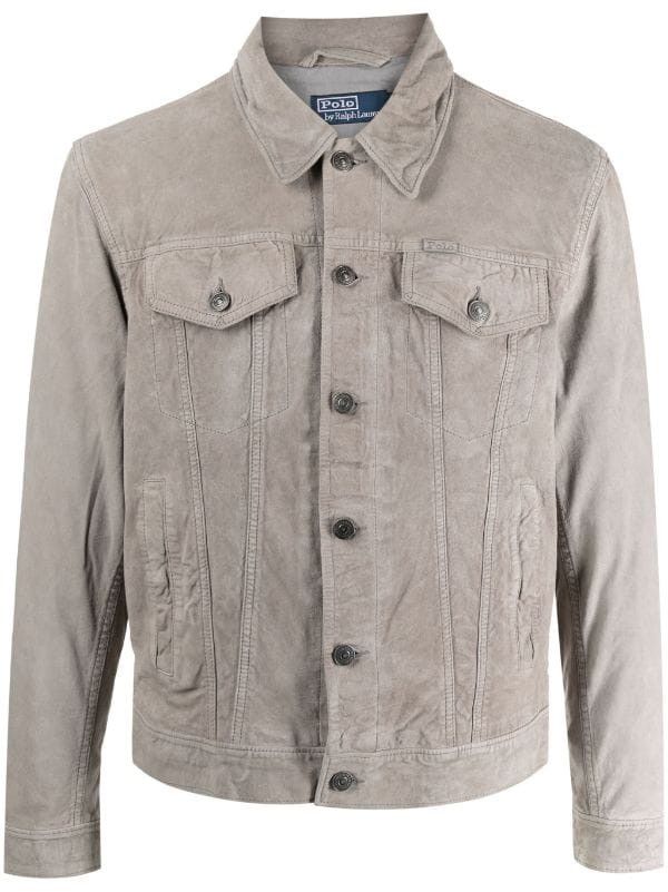 Polo Ralph Lauren Polo Ralph Lauren Suede Trucker Jacket In Grey Fog Size XL Size US XL / EU 56 / 4 - 1 Thumbnail