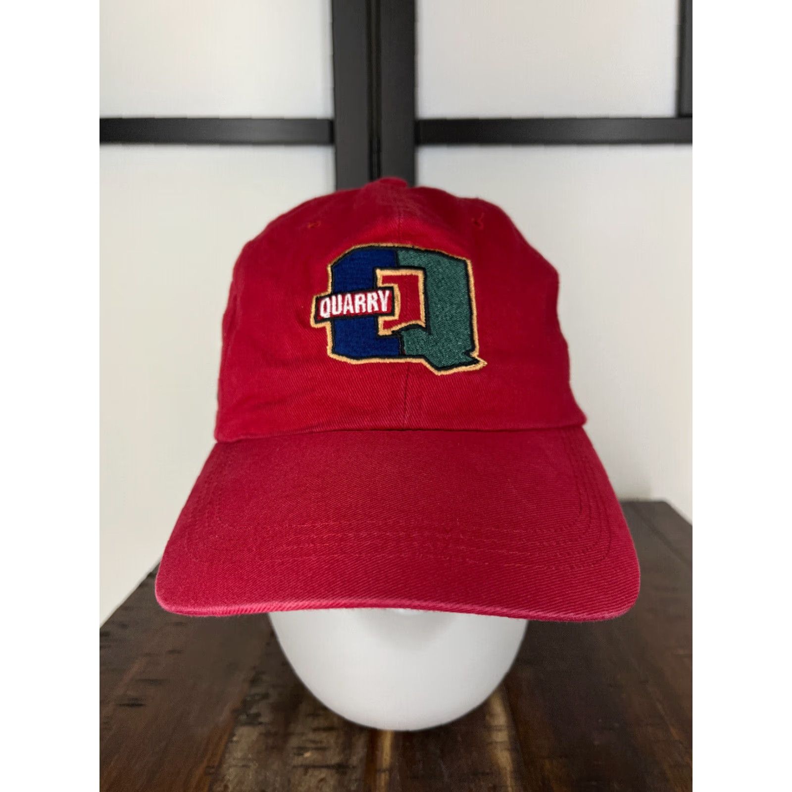 Vintage Ahead Quarry Hat Cap Strap Back Adult Red Cotton Embroidered Twill Baseball Cap Men Size One Size Adjustable Lightweight Casual Outdoor Sports Logo Size ONE SIZE - 2 Thumbnail