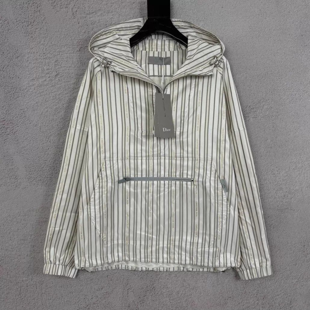 Dior Dior half-zip silk blend striped hooded men's white jacket Size US S / EU 44-46 / 1 - 1 Thumbnail