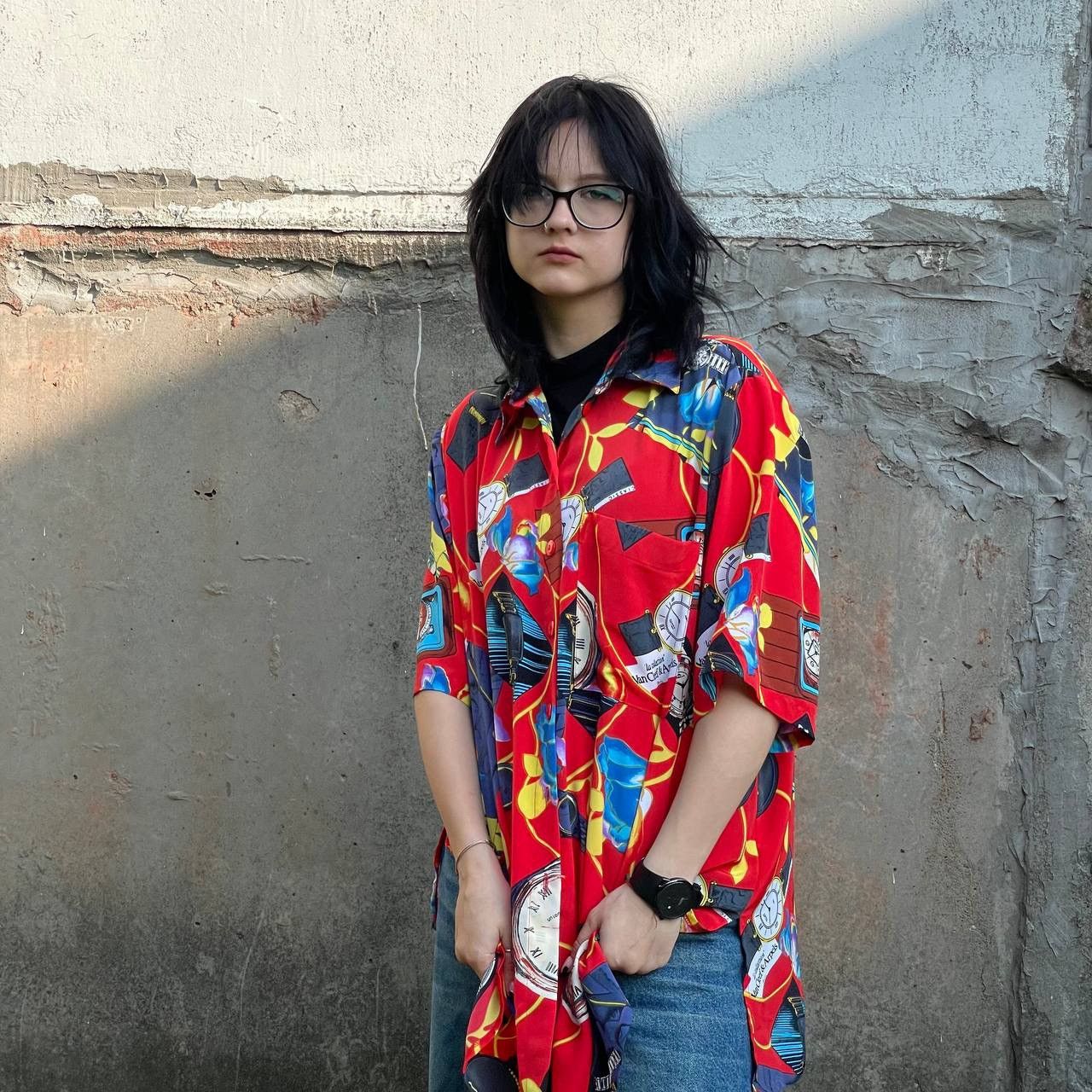 Hysteric Glamour Vintage Surf Style Button Up Shirts Clock Overprinted Size US XL / EU 56 / 4 - 2 Thumbnail
