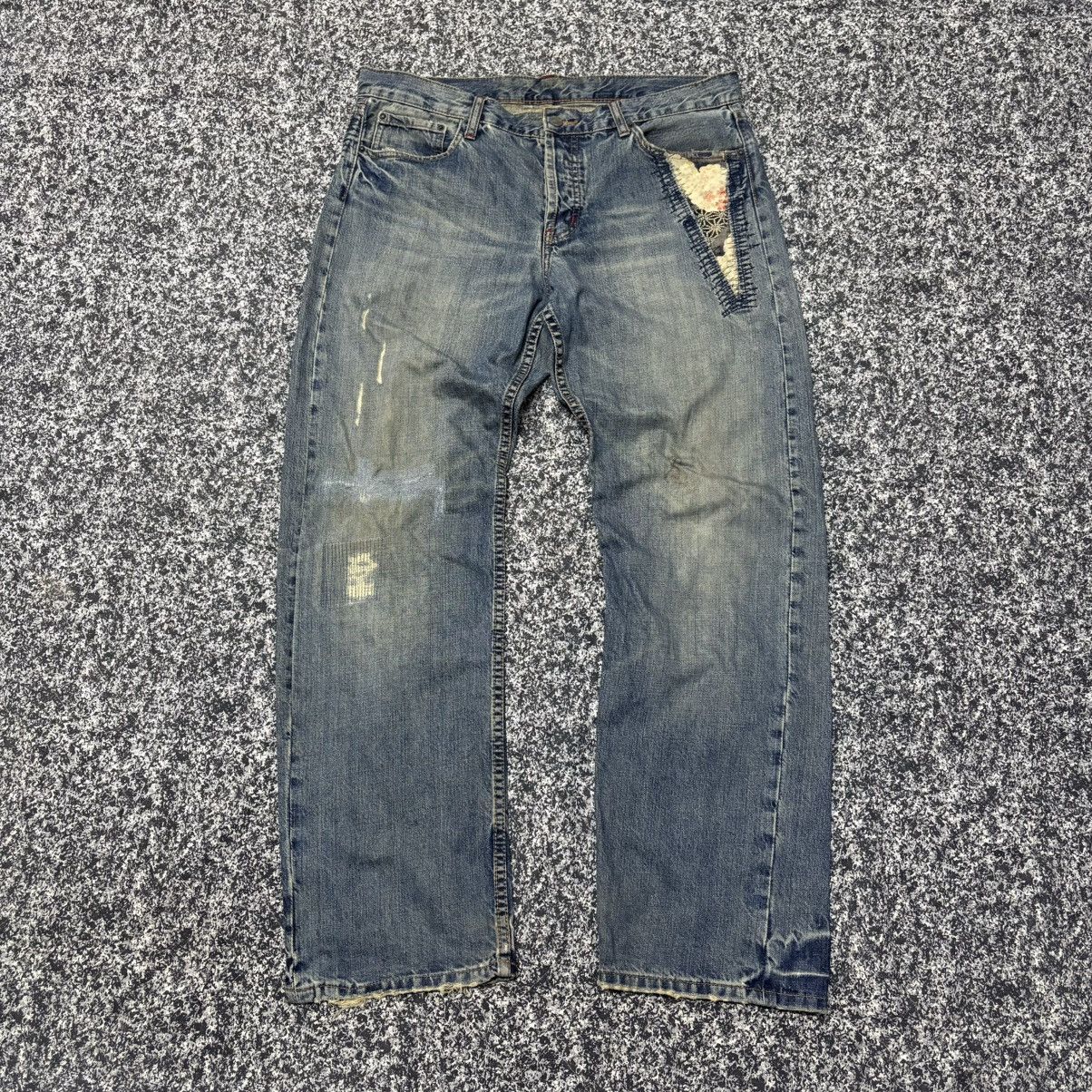 Japanese Brand × Takeo Kikuchi 🔴 Vintage Takeo Kikuchi Patchwork Distressed Denim Jeans 🔴 Size US 36 / EU 52 - 1 Thumbnail