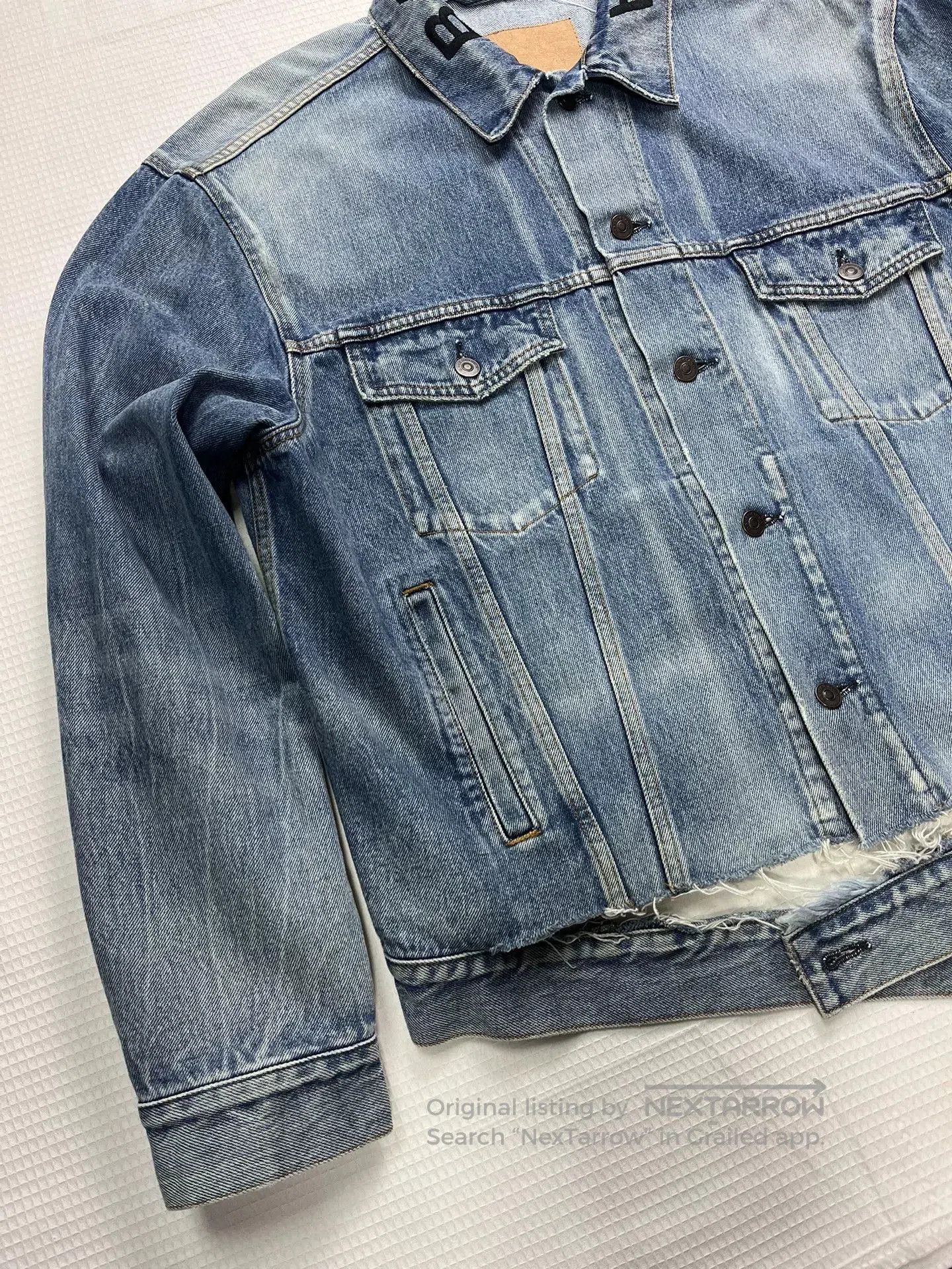 Balenciaga Balenciaga Collar Letter Distressed Denim Jacket. Size XXS / US 00 / IT 34 - 2 Thumbnail