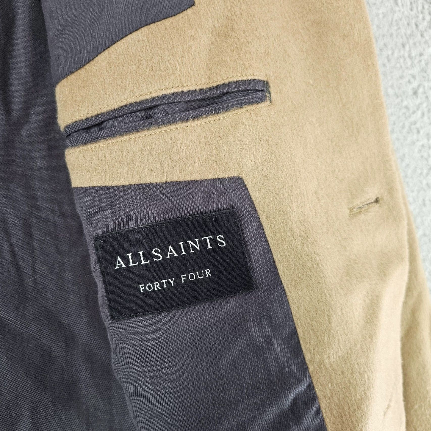 Allsaints AllSaints Coat Mens 2XL Wool Overcoat Camel Brown Single-Breasted Pockets 2XL Timeless Fall Winter Size US XXL / EU 58 / 5 - 4 Thumbnail