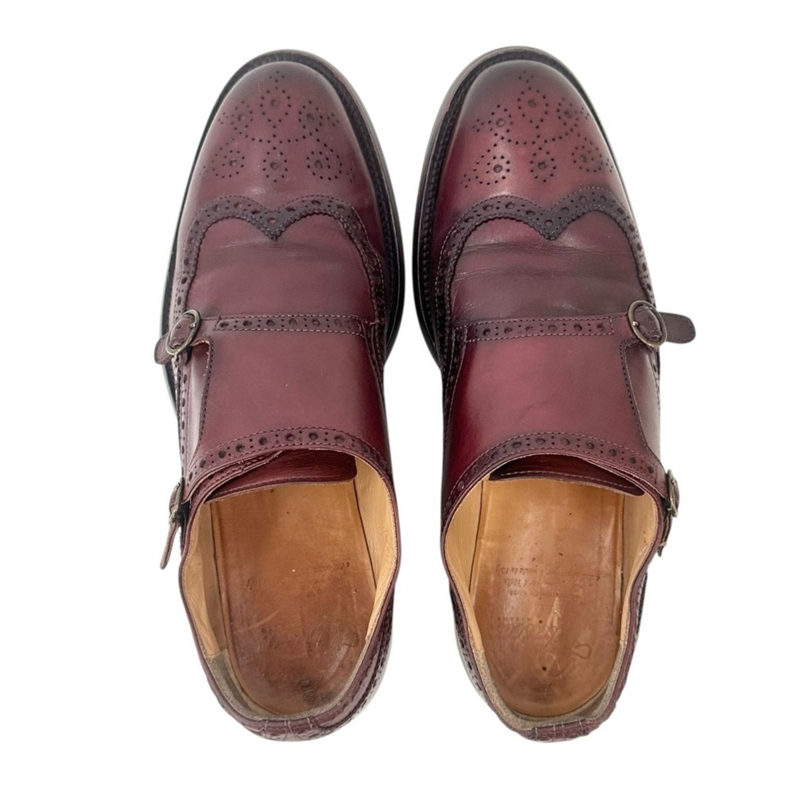 Velasca Burgundy Brown Monk Strap Leather Shoes Loafers Size US 9.5 / EU 42-43 - 5 Thumbnail