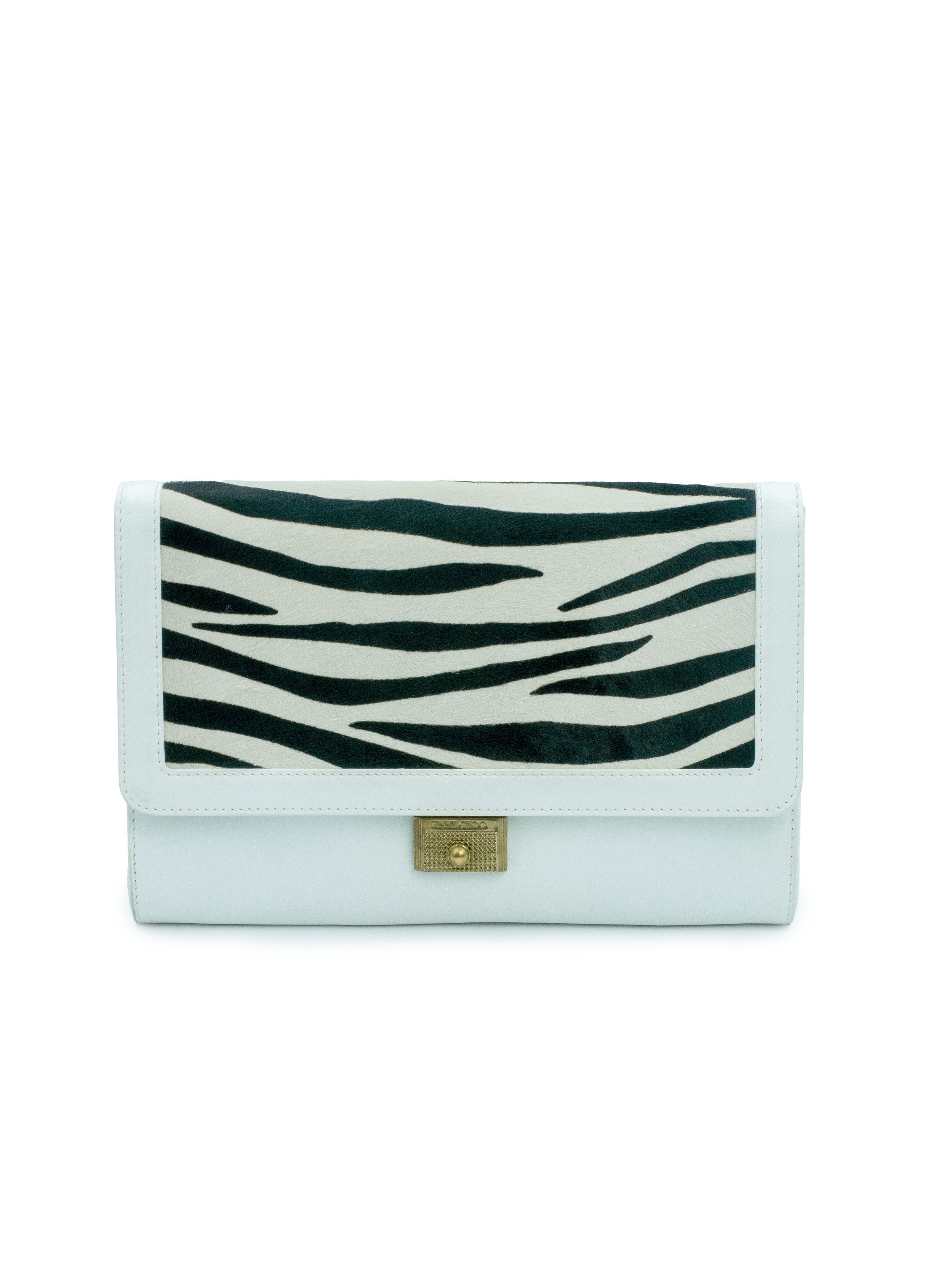Jimmy Choo White Leather Shoulder Bag With Zebra Print Calfhair On Flap Size ONE SIZE - 2 Thumbnail