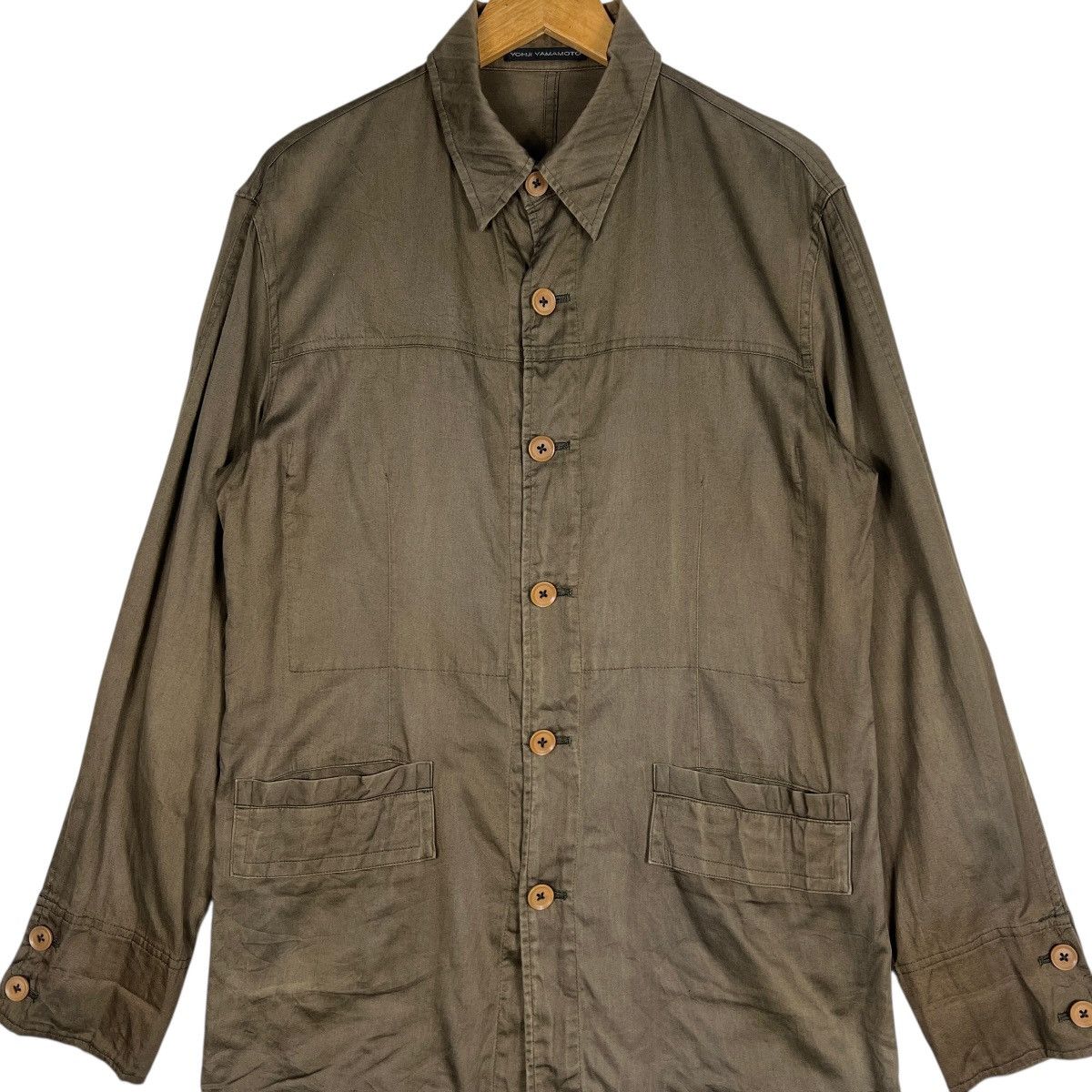 Yohji Yamamoto Yohji Yamamoto Dark Green Cotton Chore Jacket Size US L / EU 52-54 / 3 - 7 Thumbnail