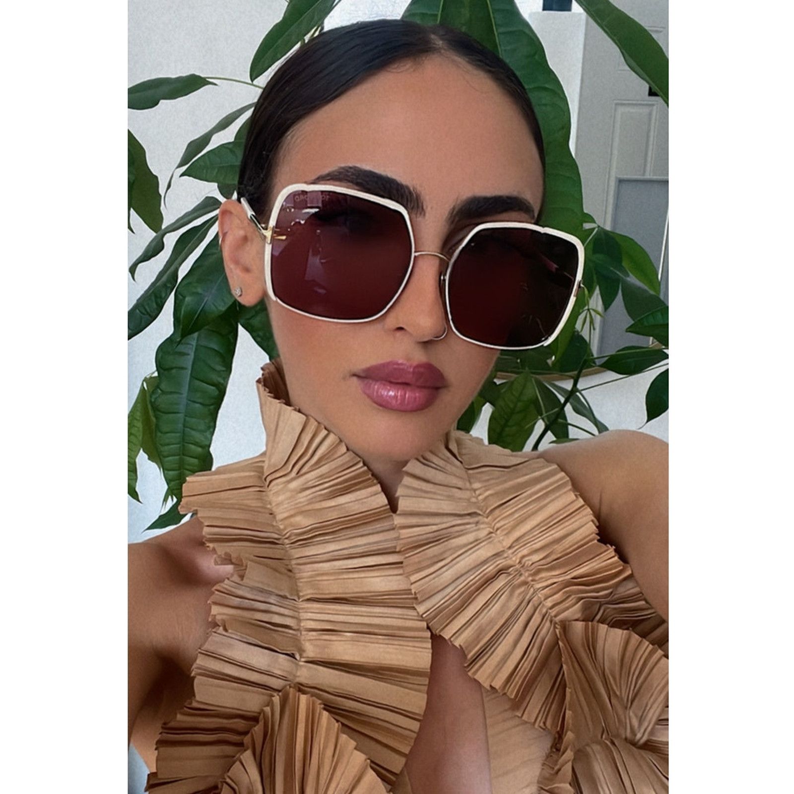 Tom Ford NEW Tom Ford Raphaela FT1006 Sunglasses in Ivory Size ONE SIZE - 1 Thumbnail