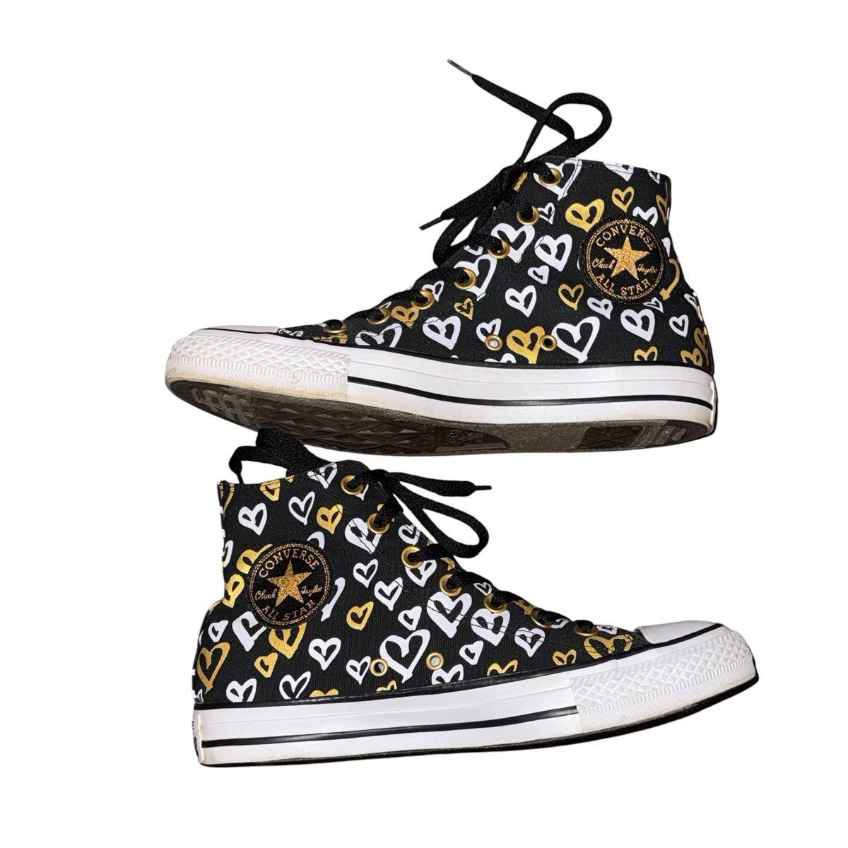 Converse Converse All Star gold & white heart print high top sneakers Size US 8 / IT 38 - 3 Thumbnail