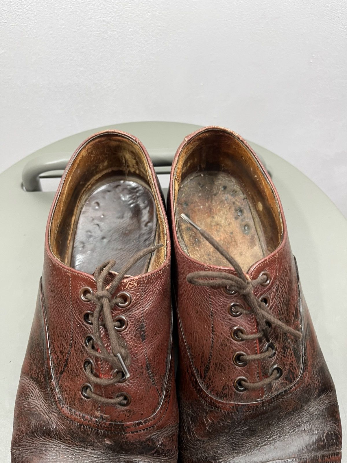 Sanders Sanders 1980 Distressed Brown Leather Cap Toe Oxford Shoes Size US 10 / EU 43 - 11 Thumbnail
