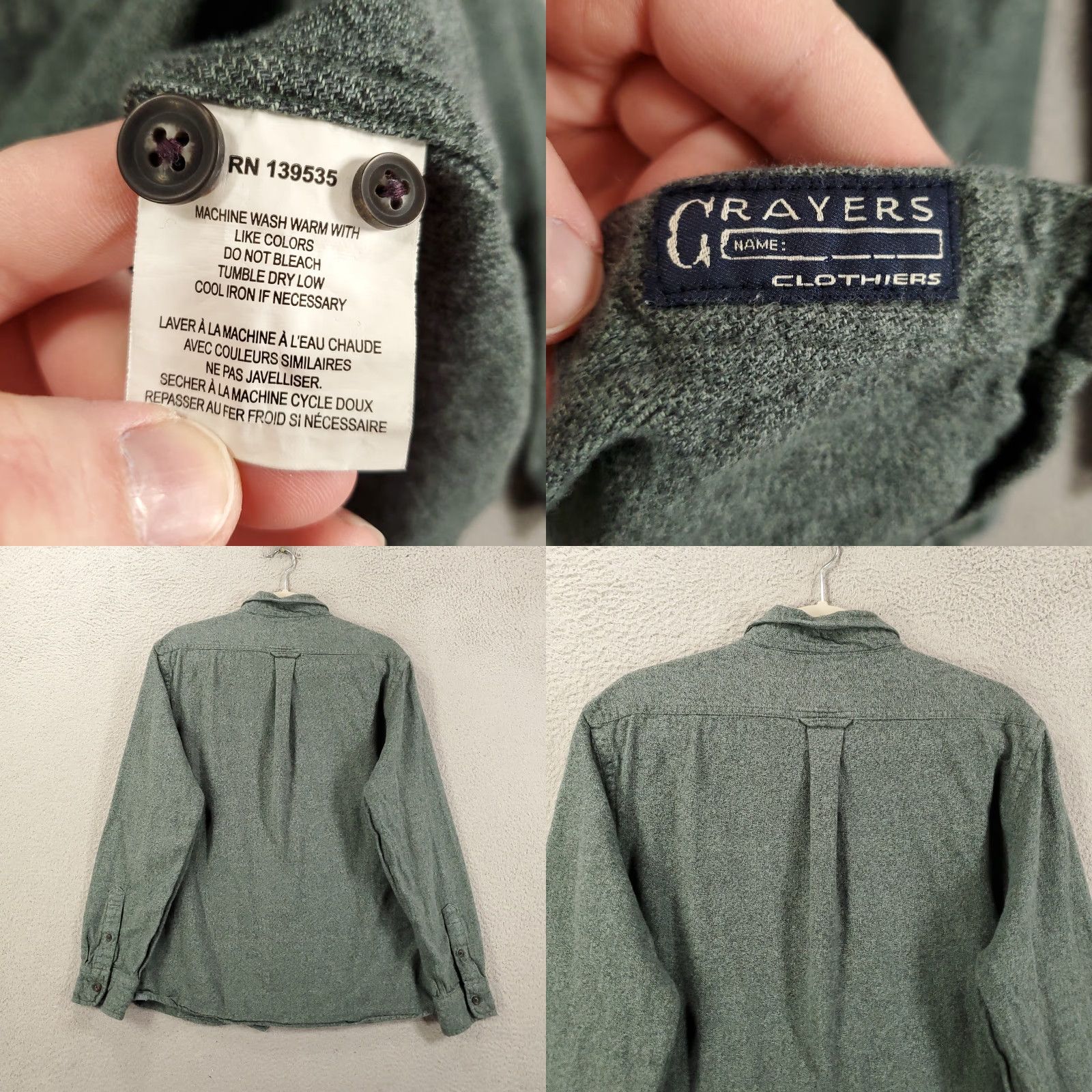 Grayers VINTAGE Grayers Jaspe Flannel Shirt Mens Large Green Button Up Long Sleeve Size US L / EU 52-54 / 3 - 8 Thumbnail