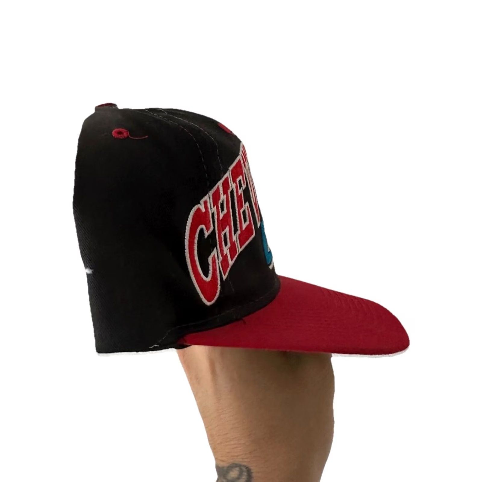 Vintage VINTAGE Chevrolet Hat Snapback Black Red One Size Men 90s Cars Adjustable Size ONE SIZE - 3 Thumbnail