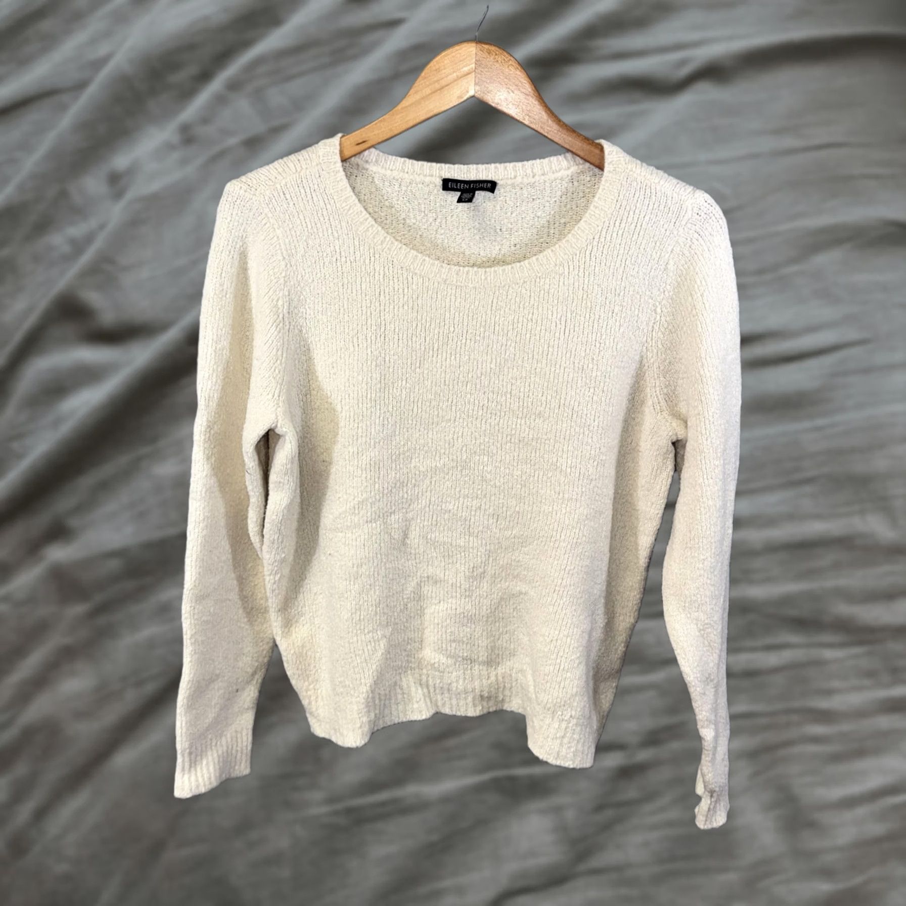 Eileen Fisher Eileen Fisher Sweater Womens Small Ivory Scoop Neck Organic Cotton Boucle Knit Pub Pullover Knitwear Mens? Size S / US 4 / IT 40 - 1 Thumbnail