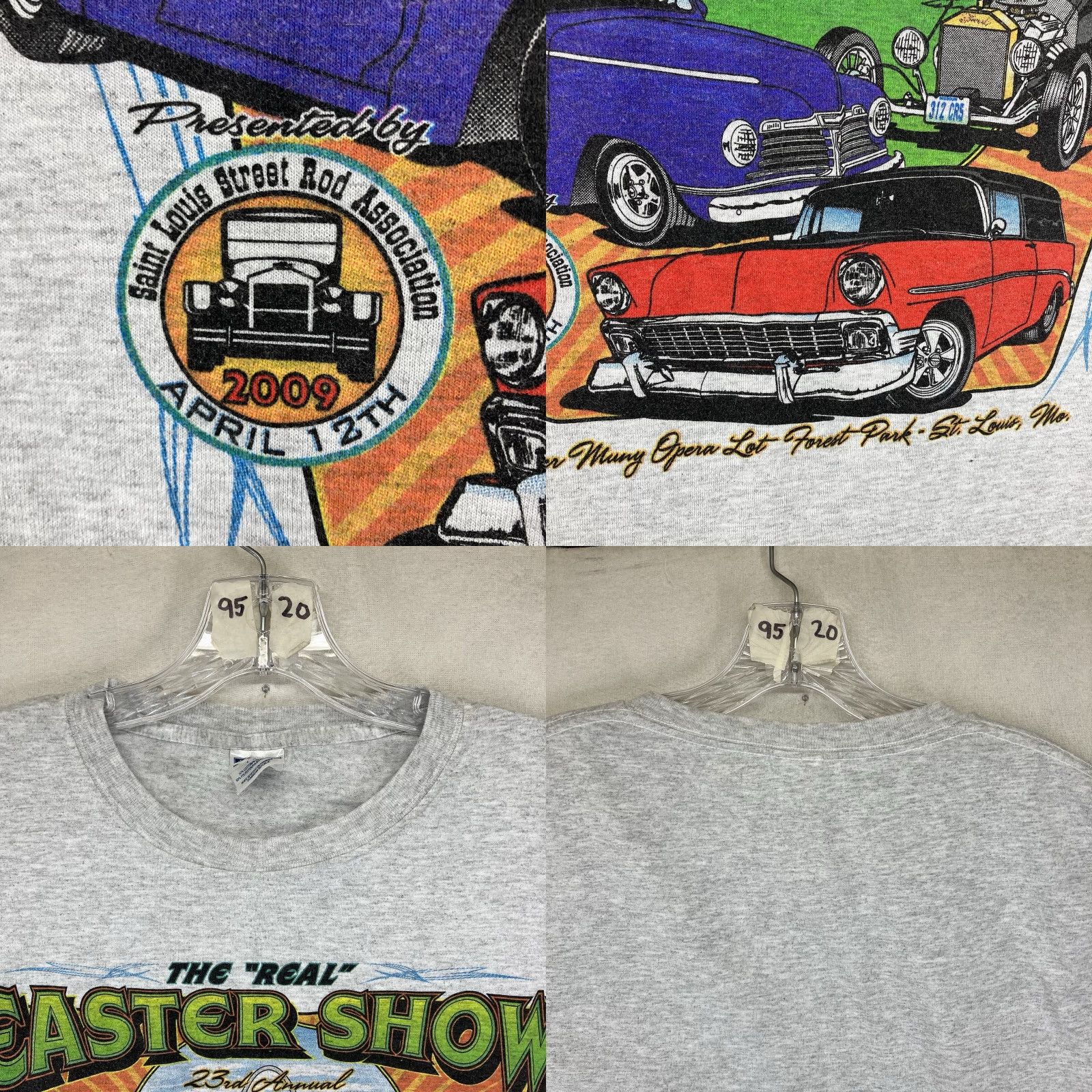 Jerzees VINTAGE Mens T-Shirt Street Rod Logo 2009 St. Louis Street Rod Association Real Easter Show Gray L Size US L / EU 52-54 / 3 - 8 Thumbnail