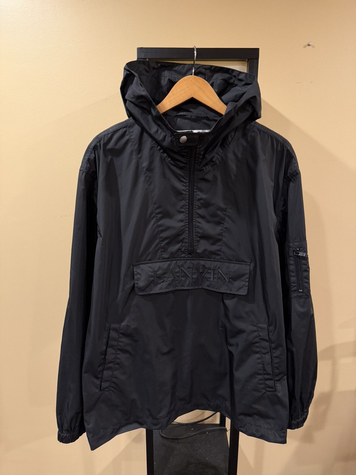 Lanvin Lanvin Nylon Logo Anorak Black Hooded Windbreaker Jacket Size US L / EU 52-54 / 3 - 2 Thumbnail