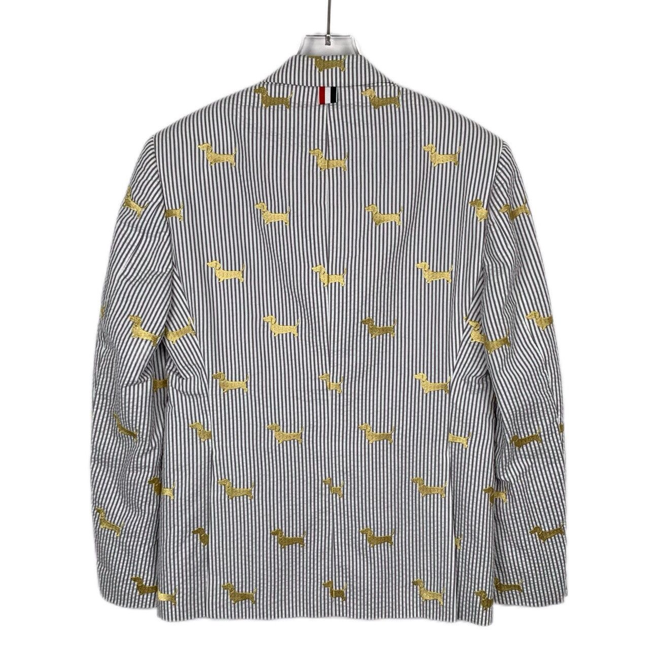 Thom Browne Thom Browne Gold Thread Dog Embroidery Grey Cotton Blazer Size US S / EU 44-46 / 1 - 2 Thumbnail