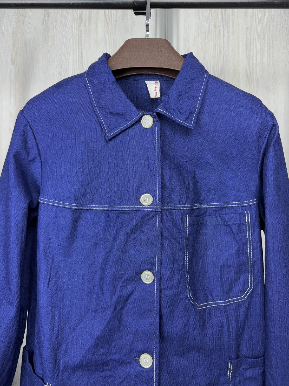 Vintage VINTAGE French Jacket Blue Workwear Herringbone Canvas Chore Size L / US 10 / IT 46 - 3 Thumbnail