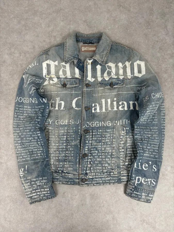 John Galliano SS2011 John Galliano Blue Gazette Gothic Script Denim Jacket Size US M / EU 48-50 / 2 - 1 Thumbnail