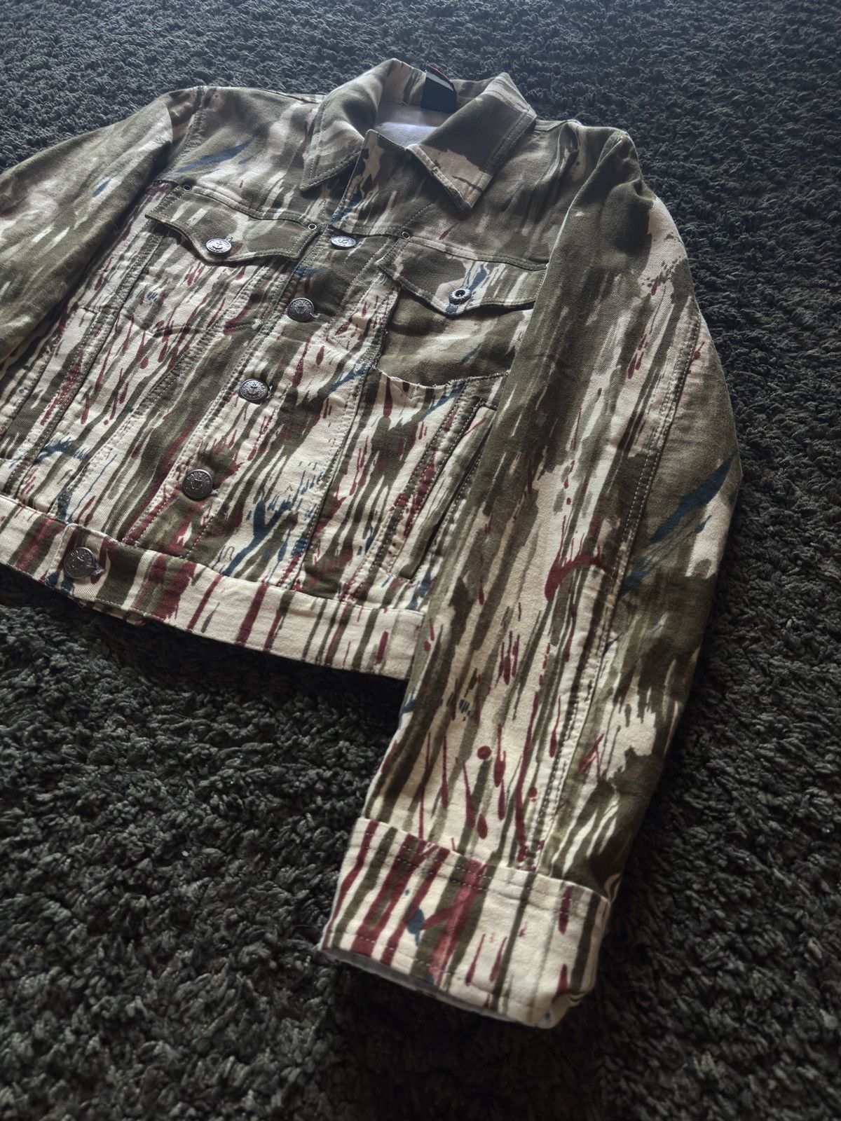 Jean Paul Gaultier FW97 Jean Paul Gaultier Blood Splatter Vomit Denim Jacket Size US XS / EU 42 / 0 - 3 Thumbnail