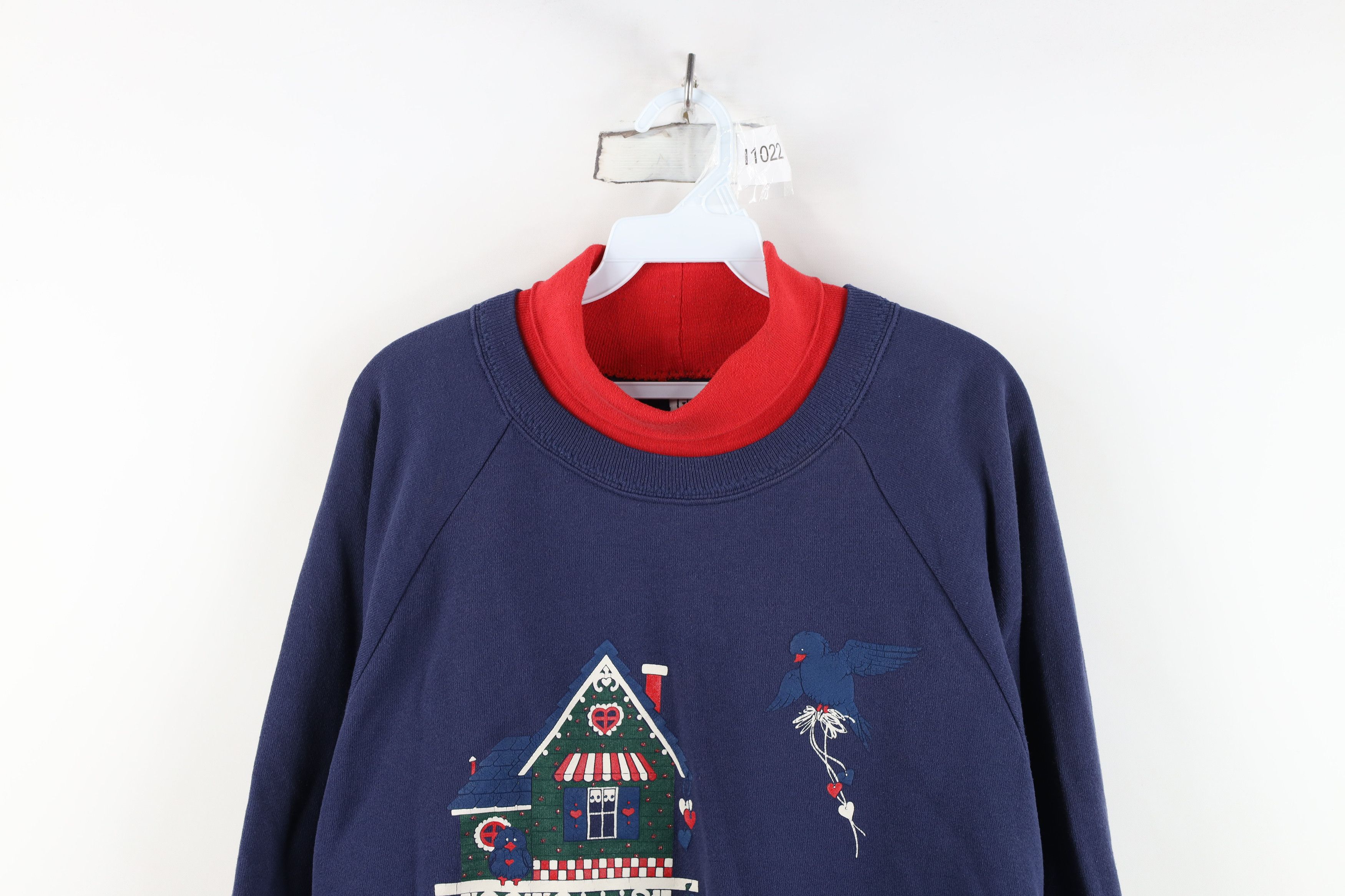 Vintage Vintage 90s Streetwear Birdhouse Turtleneck Sweatshirt USA Size XL / US 12-14 / IT 48-50 - 2 Thumbnail