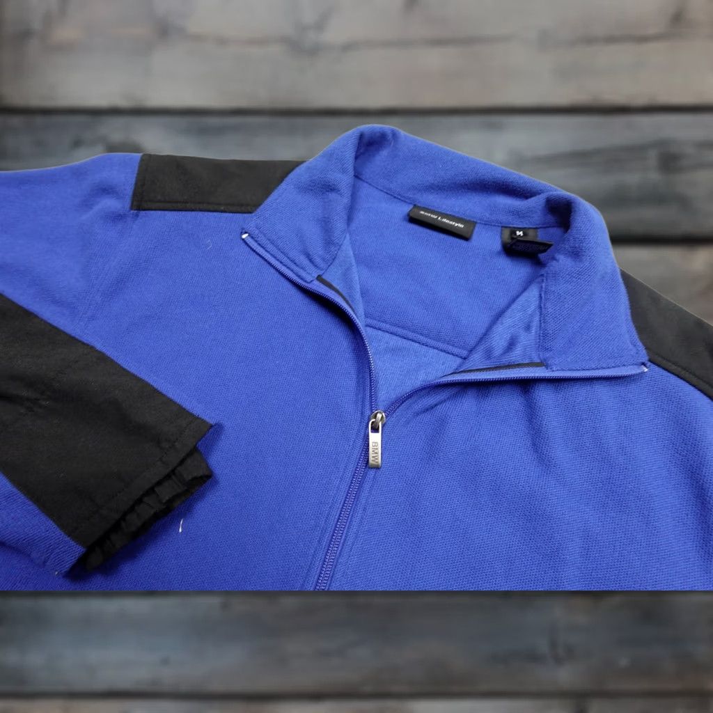 BMW BMW Lifestyle Jacket Mens M Blue Fleece Full Zip Pockets Logo Stand-Up Collar Windbreaker Jacket Size US M / EU 48-50 / 2 - 1 Thumbnail
