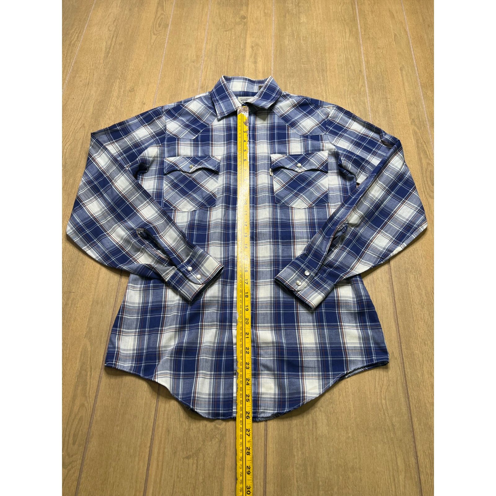 Levi's Vintage Levi’s Western Plaid Pearl Snap Shirt Blue Mens S Size US S / EU 44-46 / 1 - 7 Thumbnail