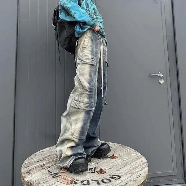 Jean Unisex Multi-pockets Drawstring Jeans Size US 31 - 1 Thumbnail