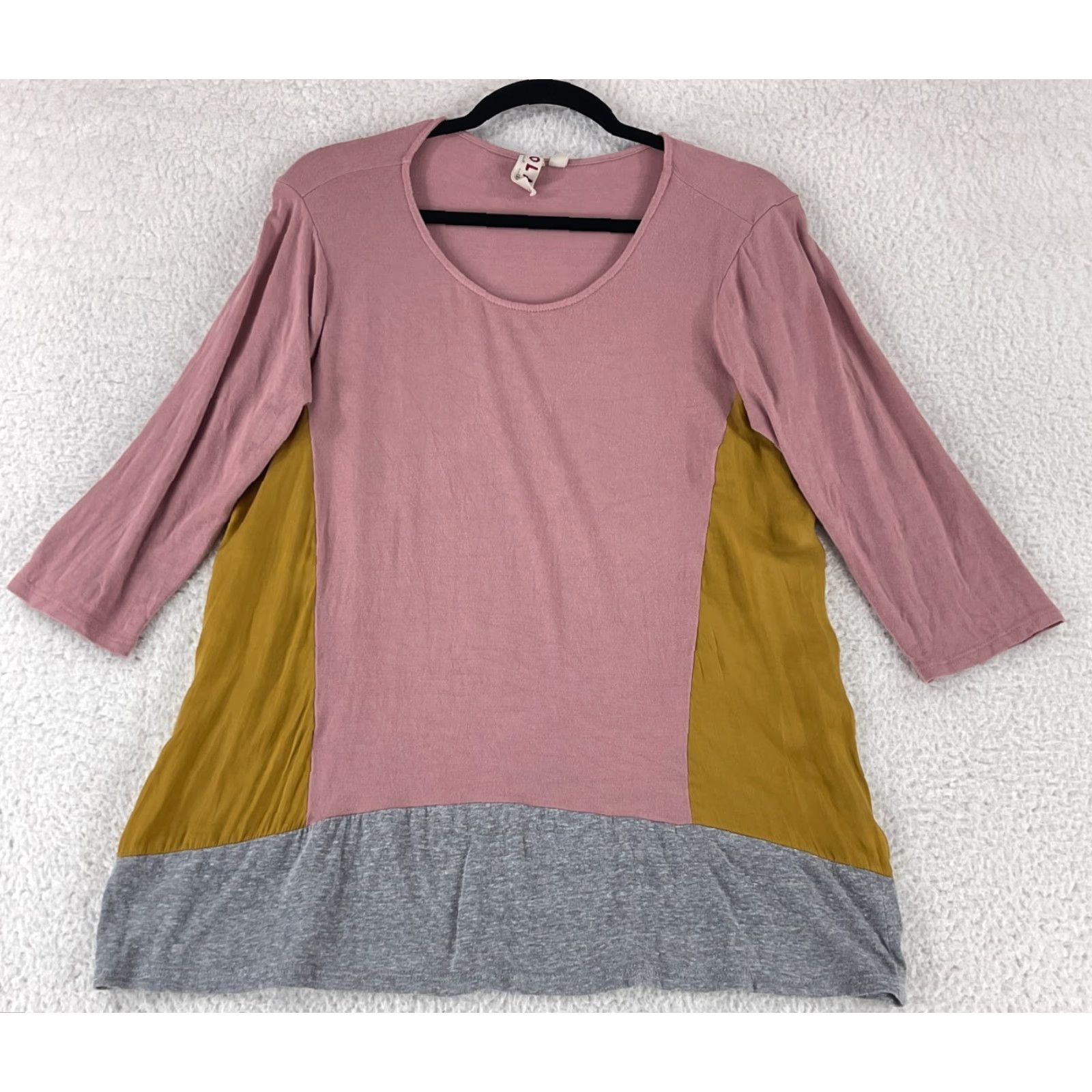 Anthropologie Dolan Pink Colorblock Tunic Shirt Womens Small Colorblock 3/4 Sleeve Stretch Size S / US 4 / IT 40 - 2 Thumbnail