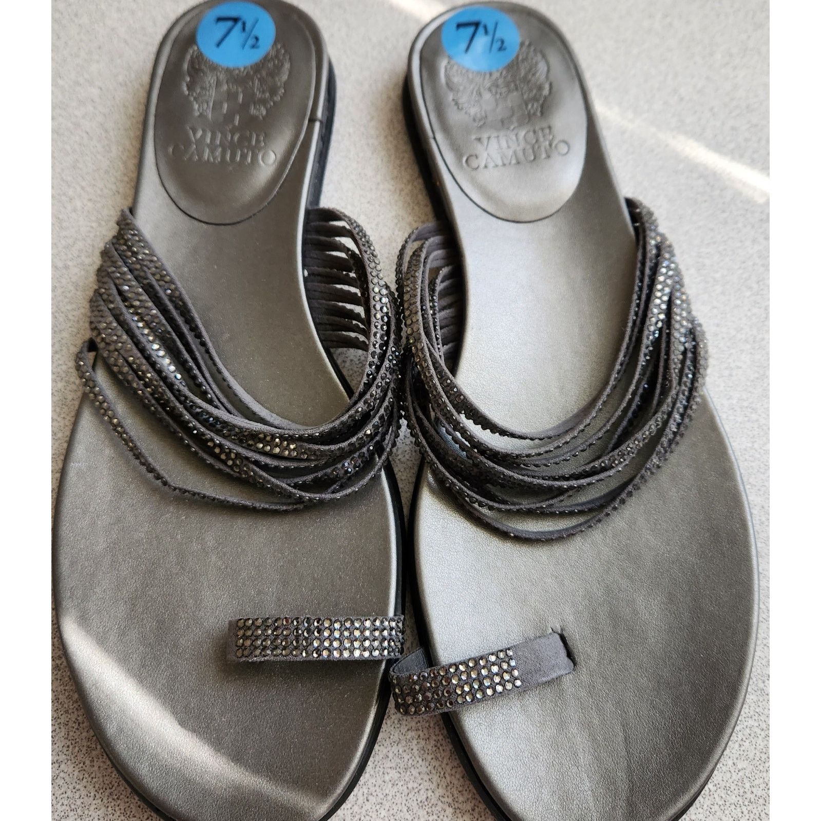 Vince Camuto Vince Camuto Gray Eriantha Rhinestones Sandals Size 7.5 NWT Size US 7.5 / IT 37.5 - 1 Thumbnail