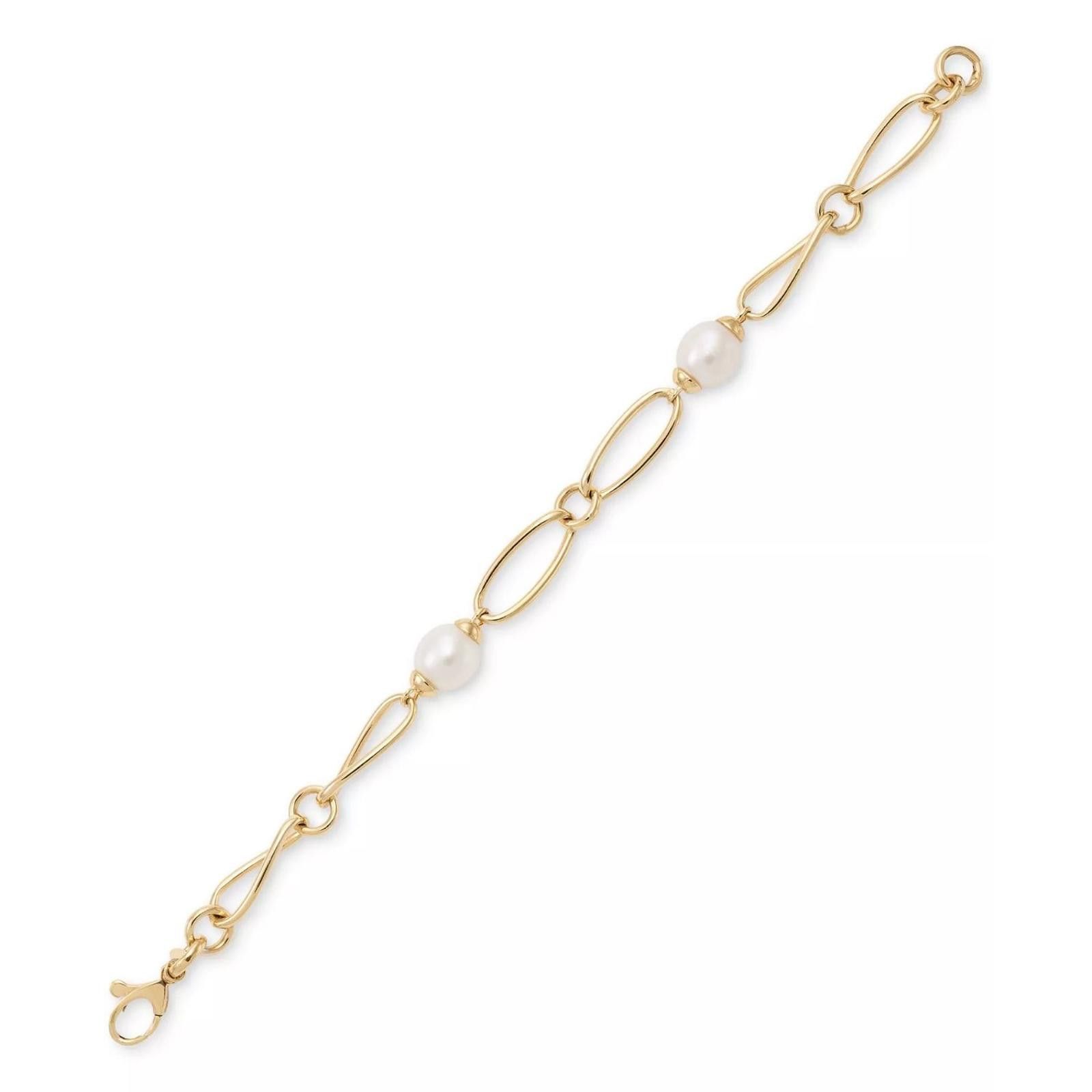 Macys Pearl Oval Link Bracelet in 14k Gold-Plated Sterling Silver Size ONE SIZE - 2 Thumbnail