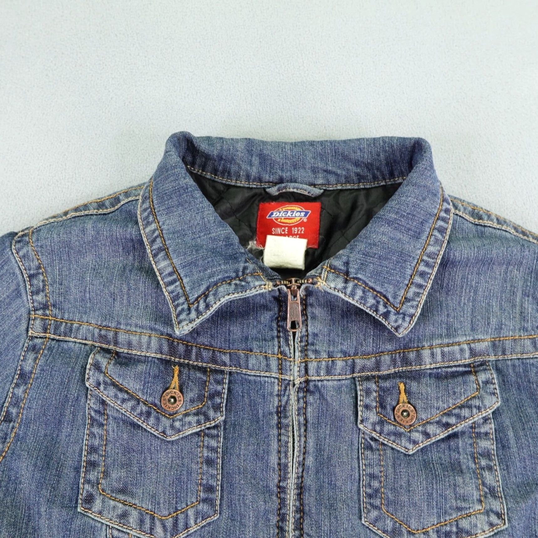Dickies Vintage Dickies Jacket Women XL Blue Denim Quilted Red Tag Trucker Y2K Size 40" / US 18 - 2 Thumbnail
