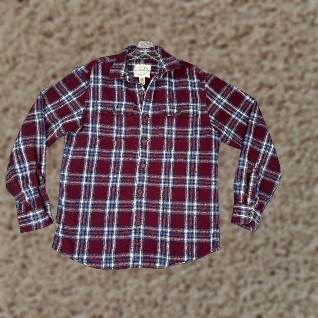 Vintage St. John's Bay Shirt Mens M Red Blue Button Up 100% Cotton Flannel Plaid Button-Up Casual Travel Workwear Mens Shirt Size US M / EU 48-50 / 2 - 1 Thumbnail