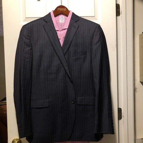Saks Fifth Avenue Saks fifth avenue men's navy 100%wool 2pc suit size:46R Size 46R - 5 Thumbnail