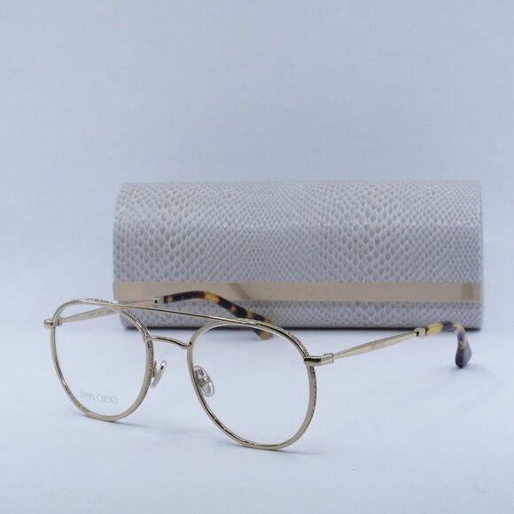 Jimmy Choo Jimmy Choo JC230 0J5G 00 Eyeglasses Gold 51mm Round Frame Size ONE SIZE - 1 Thumbnail