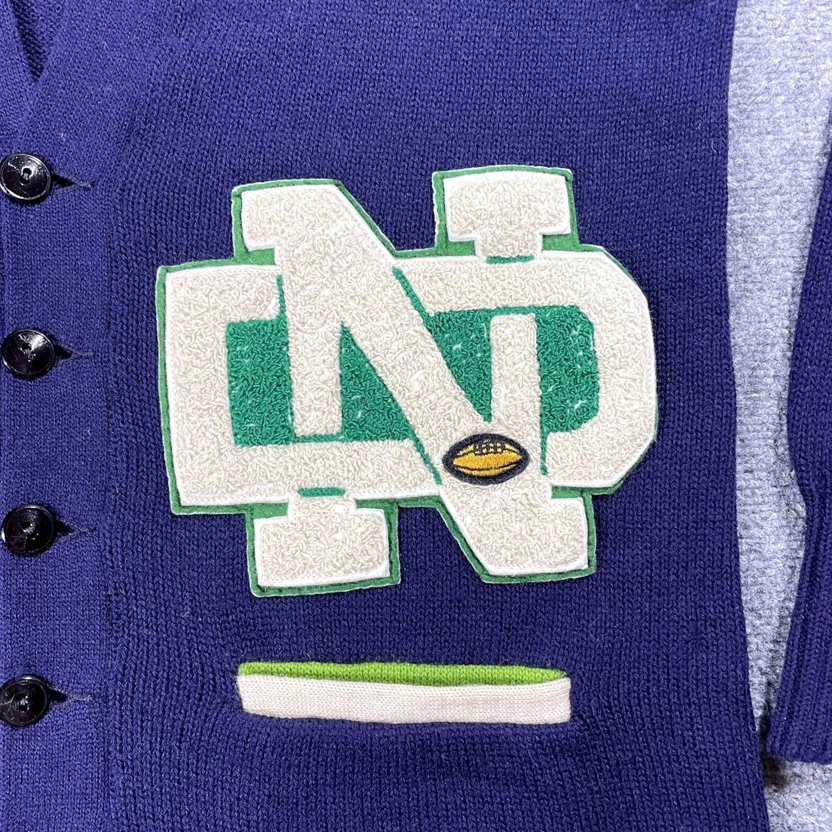 New Era VINTAGE Notre Dame Football Lettermans Club Wool Letterman Sweater XL Blue 1950s Mens Size US XL / EU 56 / 4 - 3 Thumbnail