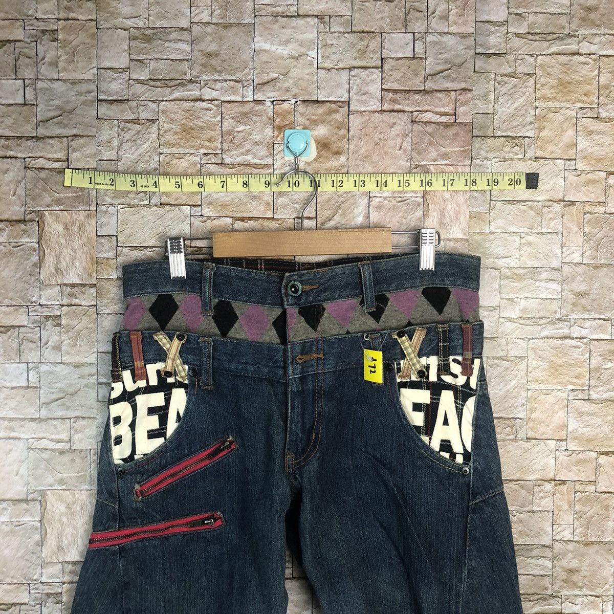 Other Surf Style Double Waist Blue Denim Pants #A72 Size US 31 - 4 Thumbnail
