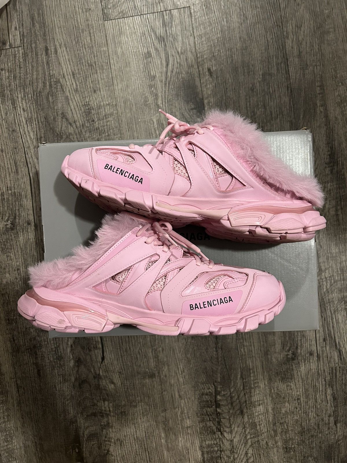 Balenciaga Balenciaga Track Mule Pink Faux Fur (Women’s) Size US 9 / EU 42 - 1 Thumbnail