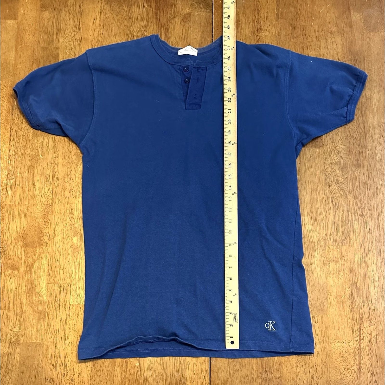 Calvin Klein VINTAGE Calvin Klein Henley Shirt Large Ringer Blue 90s Mens Size US L / EU 52-54 / 3 - 6 Thumbnail