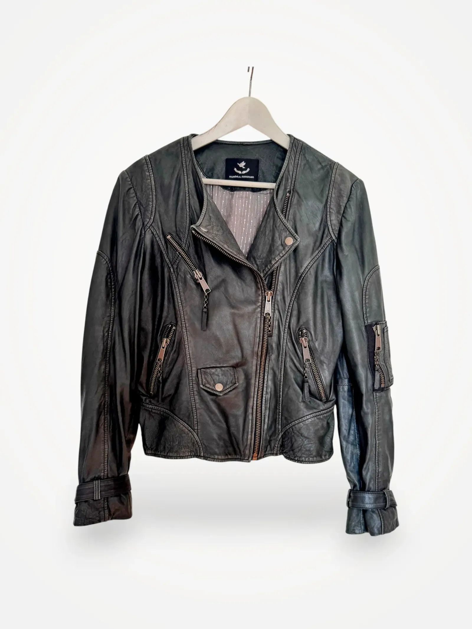MUNTHE MUNTHE PLUS SIMONSEN Bikermodell Leather Jacket Size M / US 6-8 / IT 42-44 - 1 Thumbnail