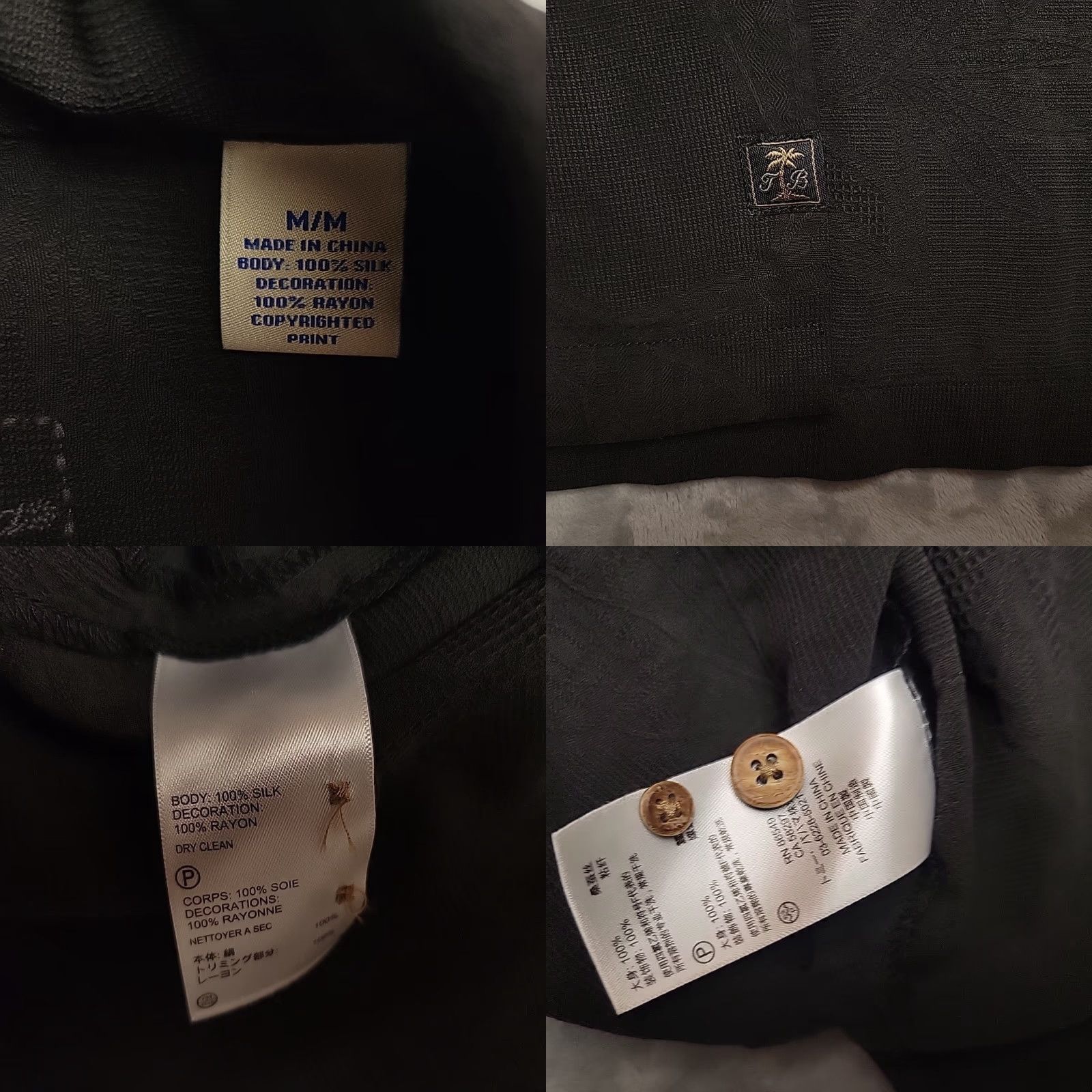 Tommy Bahama VINTAGE Tommy Bahama Shirt Mens M Black 100% Silk Embroidered Aloha Hawaii Loop Collar Size US M / EU 48-50 / 2 - 8 Thumbnail