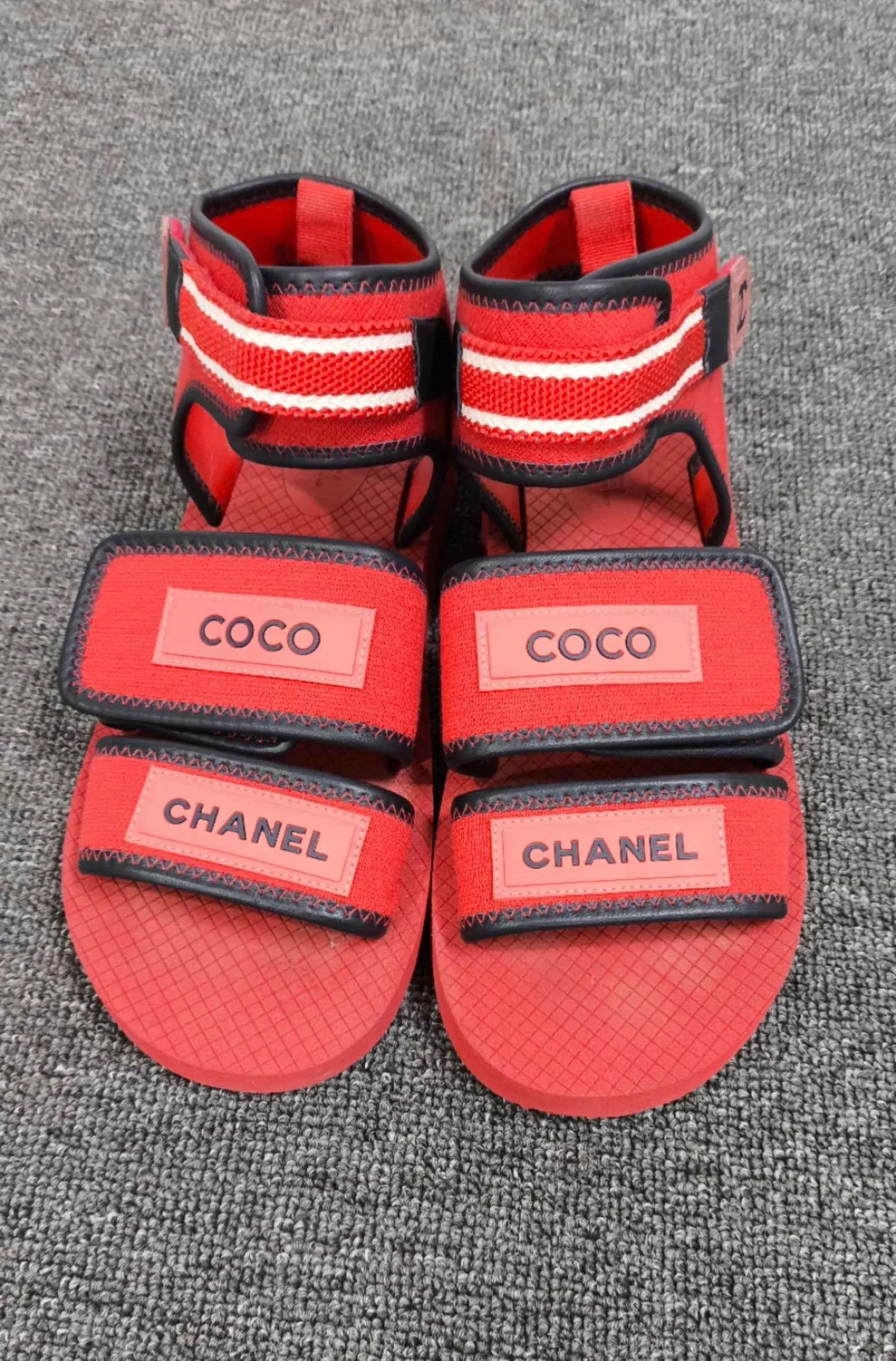 Chanel Chanel red velcro logo slipper 98 new size 38 Size US 7.5 / IT 37.5 - 2 Thumbnail