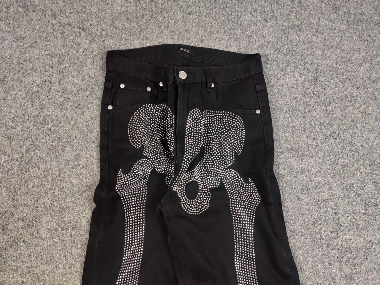 Japanese Brand Vintage Japanese Skeleton diamond Logo Black Denim Jeans Size US 30 / EU 46 - 6 Thumbnail