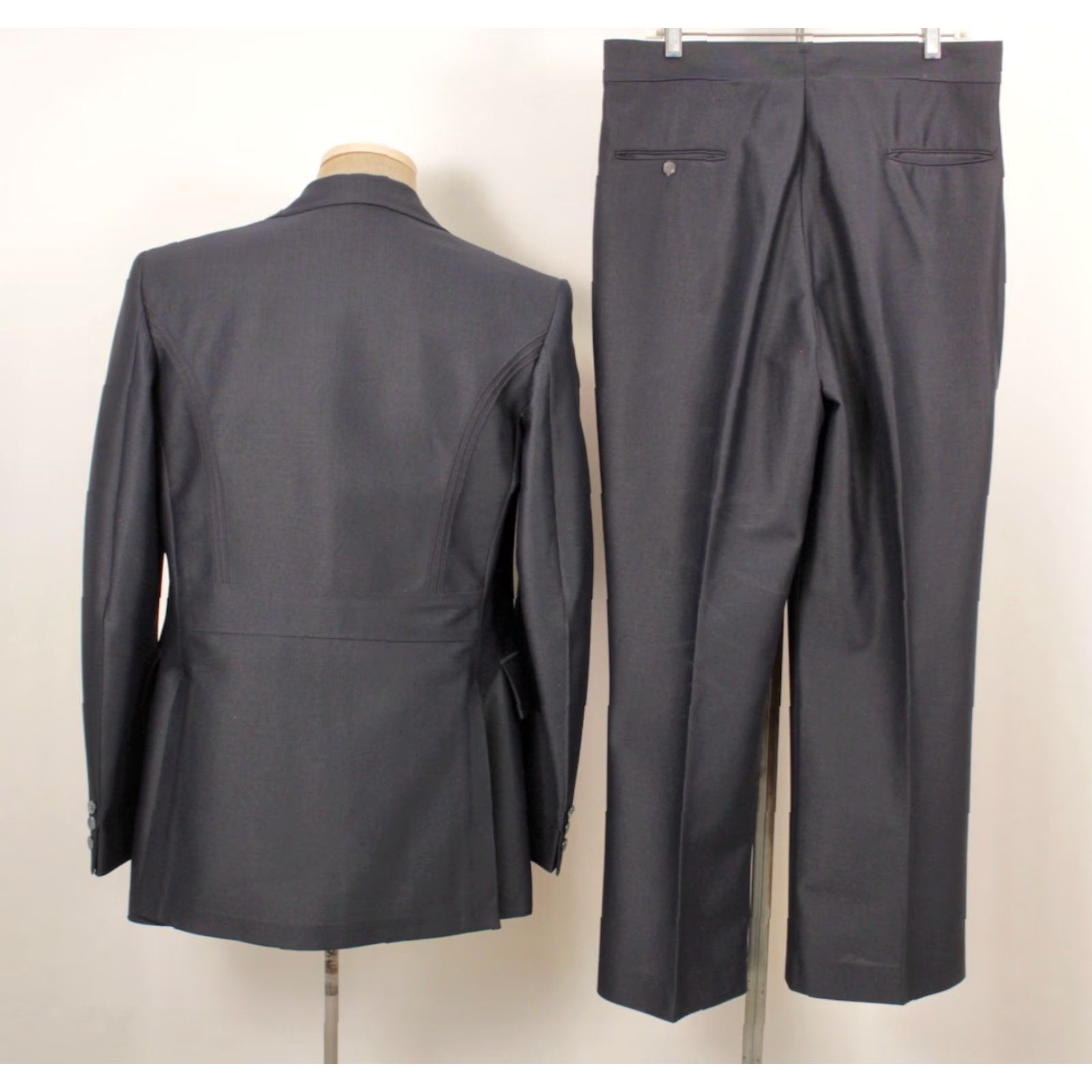 Vintage VINTAGE Men's VTG 70s Navy Blue 2 PC Leisure Suit Sz M 1970s Disco Polyester Blue 70s Leisure Suit Mens M Navy Blue Polyester 1970s Disco Size 40R - 2 Thumbnail