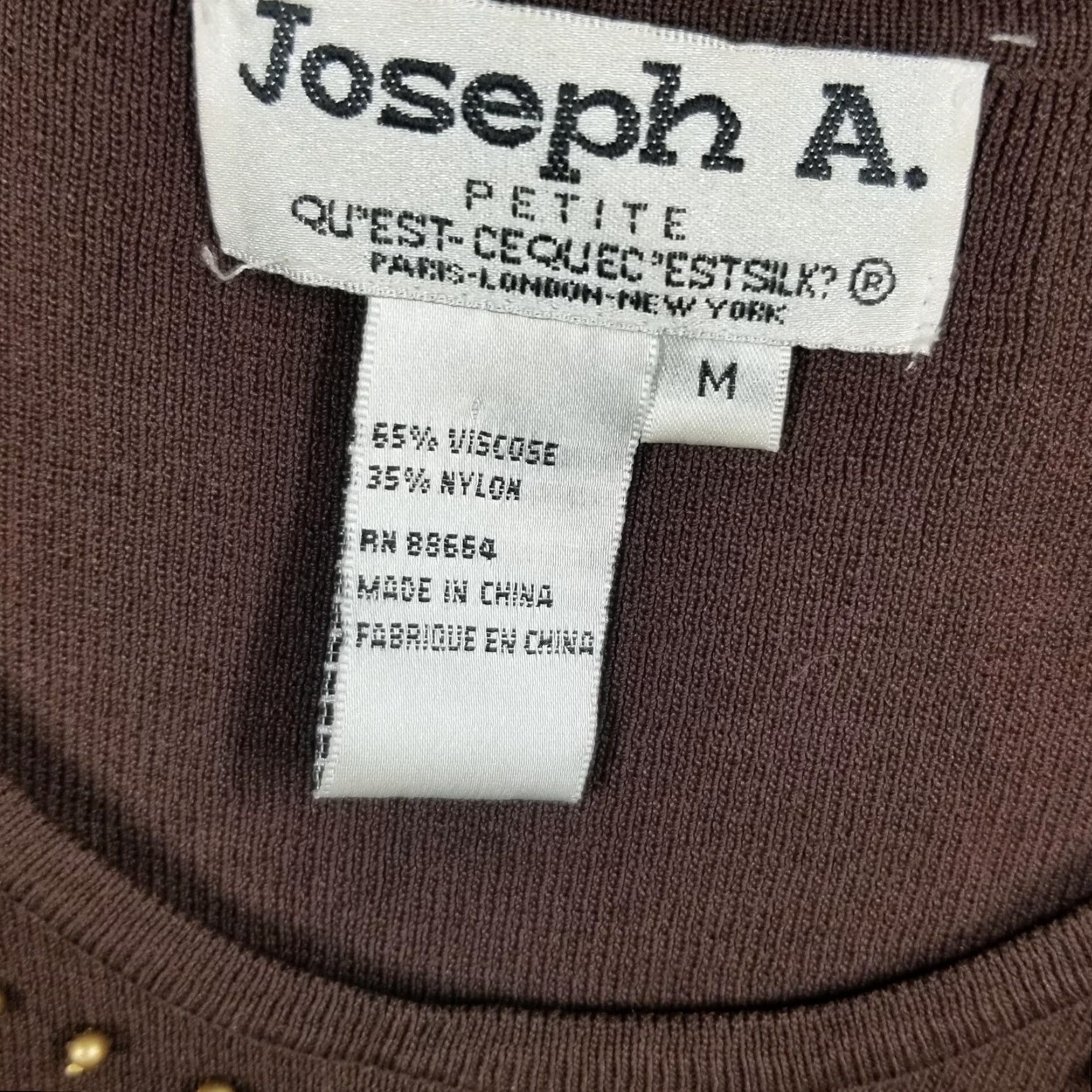Vintage VINTAGE Joseph A. Petite Sweater Women’s M 3/4 Sleeve Brown Turquoise Jewel Studded Embellished Knit Pullover Ladies Meters? Size M / US 6-8 / IT 42-44 - 3 Thumbnail