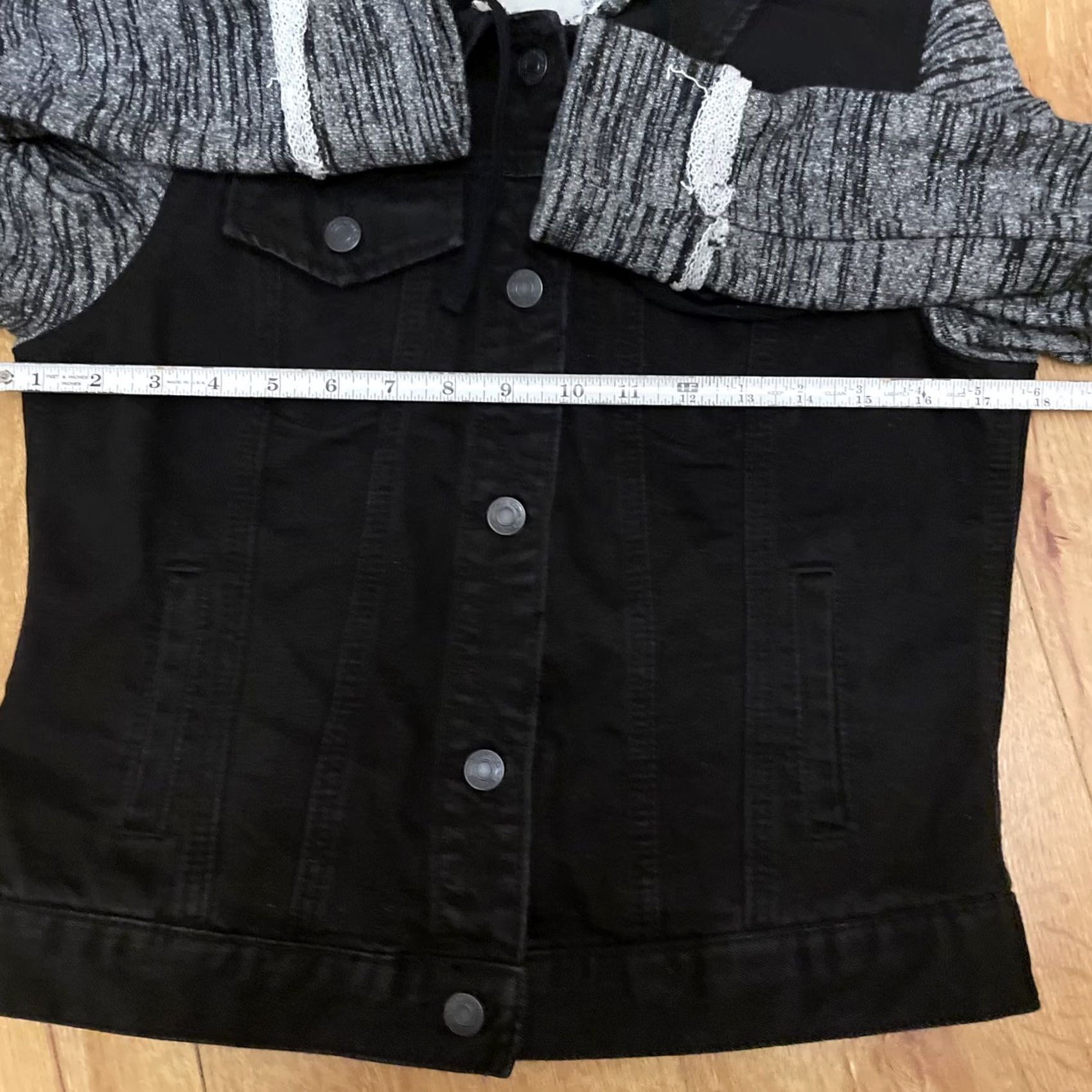 Denime VINTAGE Mudd Denim Jean Hoodie Jacket Womens Small Black Grey Button Front Shirt Hoodie Short Sleeve Mens? Size S / US 4 / IT 40 - 5 Thumbnail