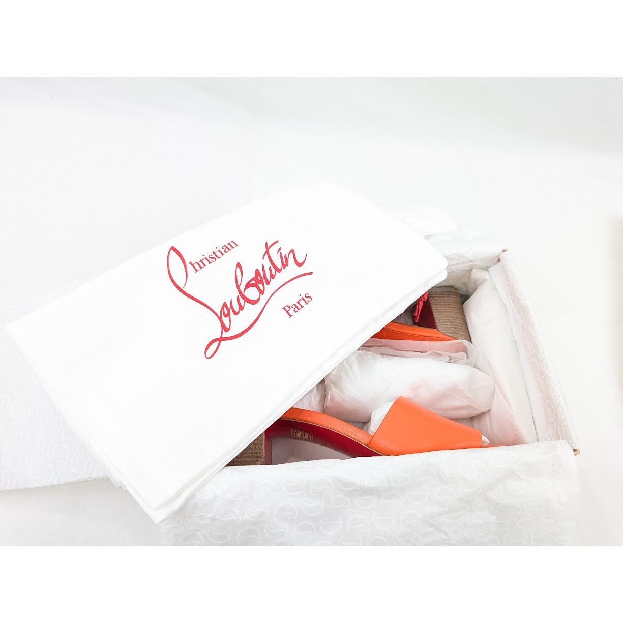 Christian Louboutin o1rshd1 Nappa Heel Mule in Vitamine/Lin Vitamine Size US 9 / IT 39 - 19 Thumbnail