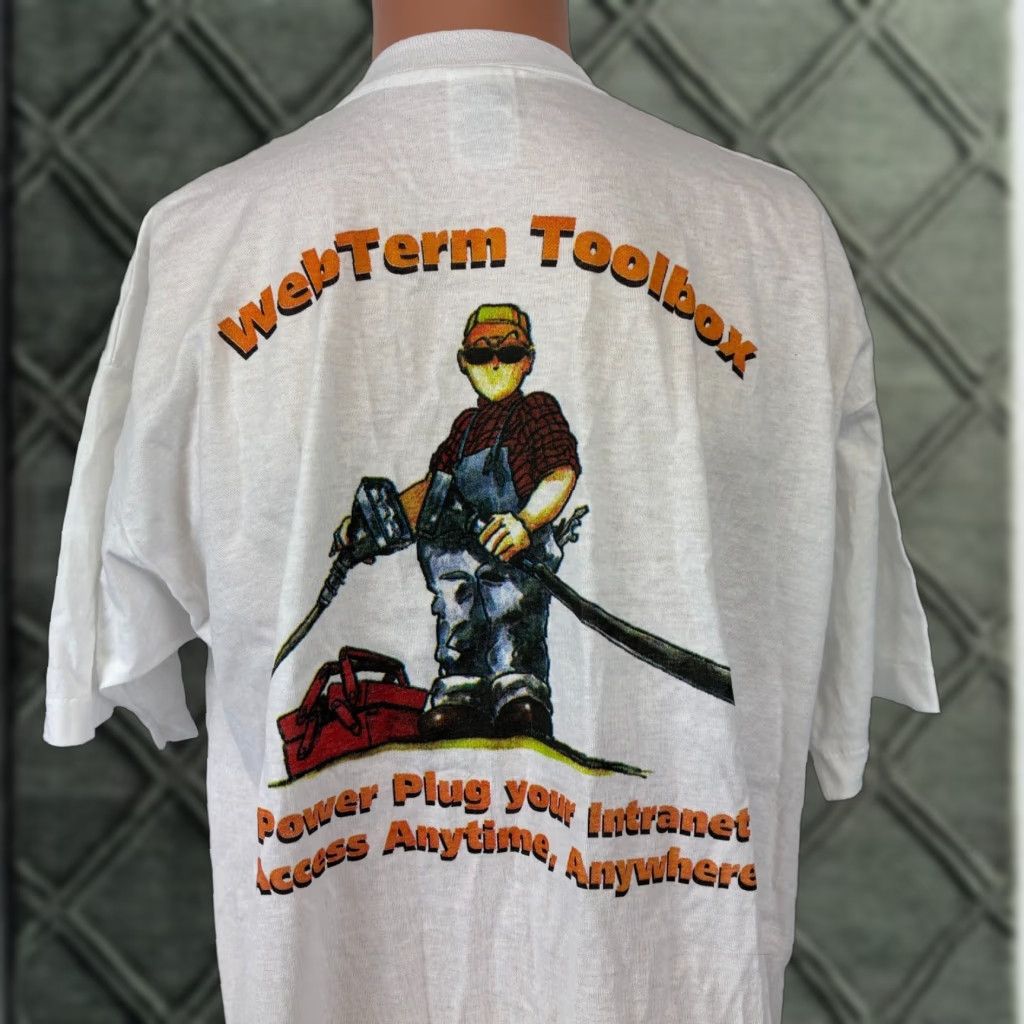 Vintage 90s WebTerm Toolbox T Shirt Mens Size XL White Computer Network