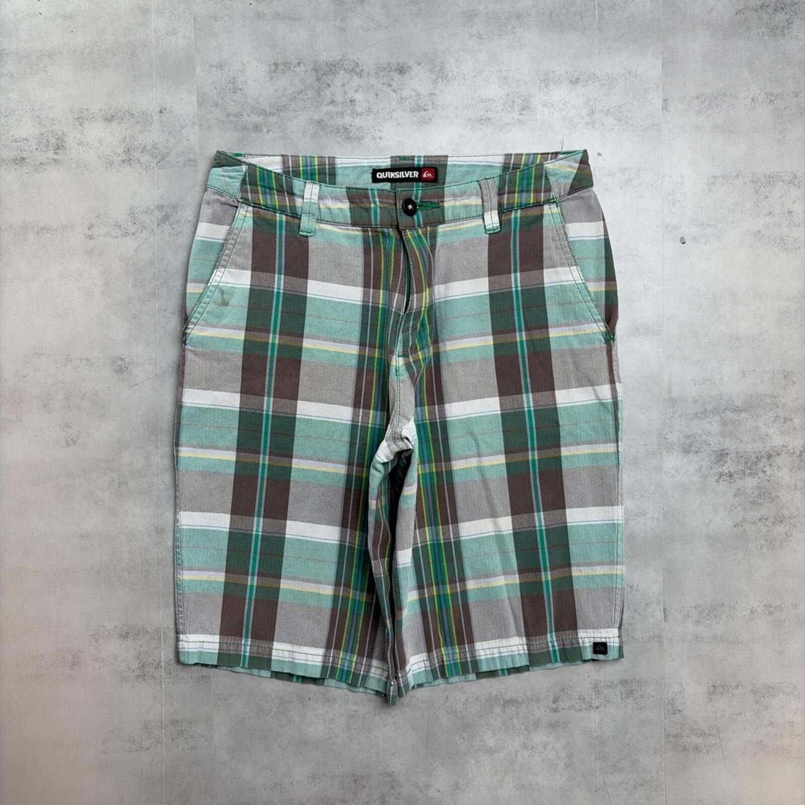 Quiksilver Y2K Green Quiksilver Surf Grunge Plaid Shorts Size 42" / US 20 - 2 Thumbnail